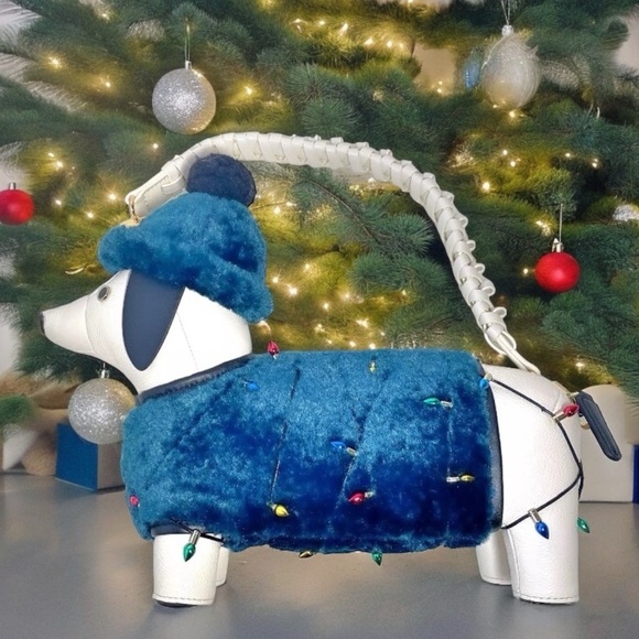 Kate Spade Faux Fur & Leather Christmas Tree Dog  Convertible Purse Handbag NWT - Picture 1 of 15